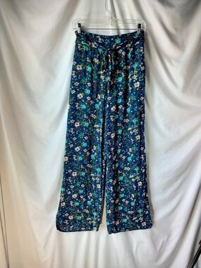 Xhilaration Navy Blue Floral Wide-Leg Pants